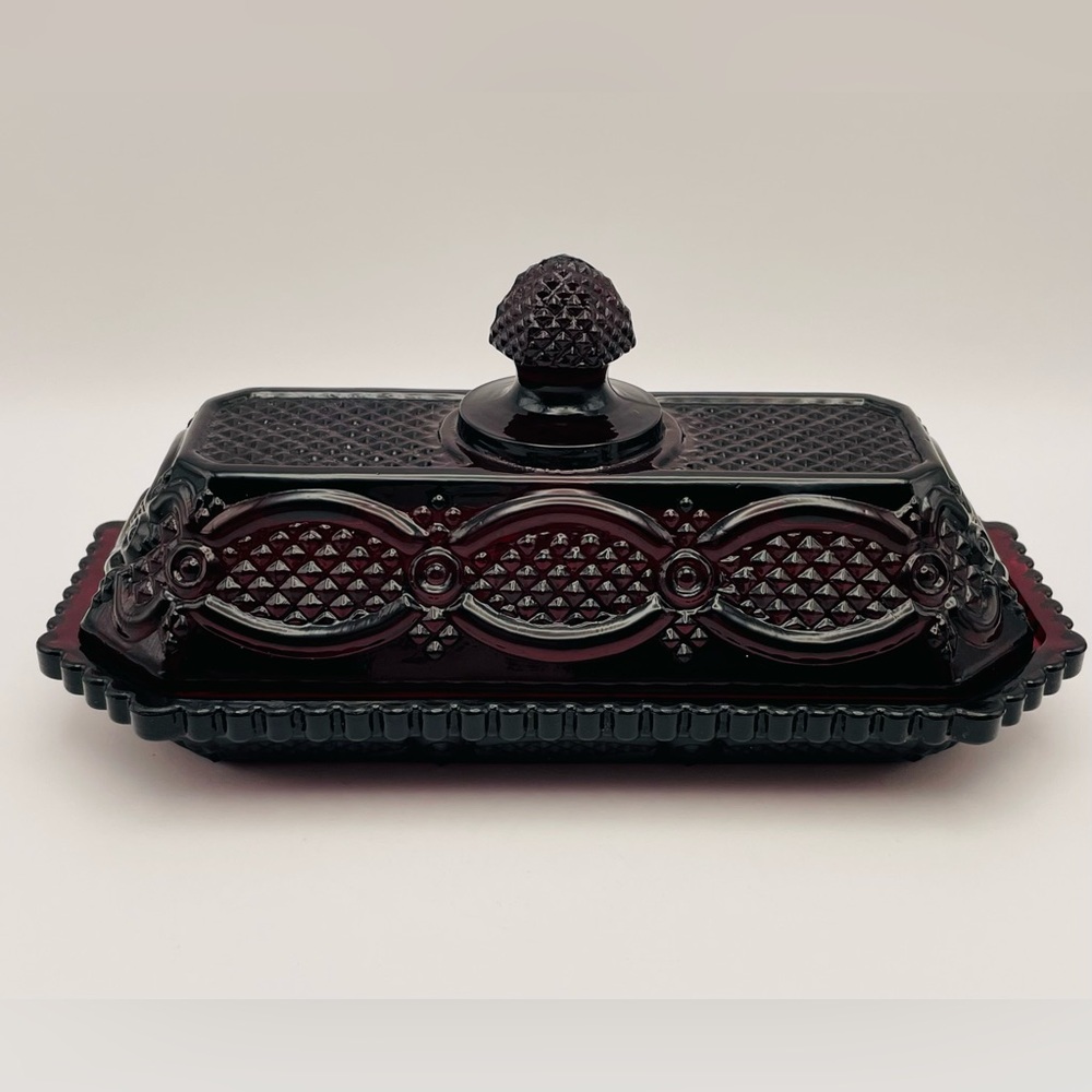 Avon, Vintage, The 1876 “Cape Cod Collection”, Covered Butter Dish, Ruby Red